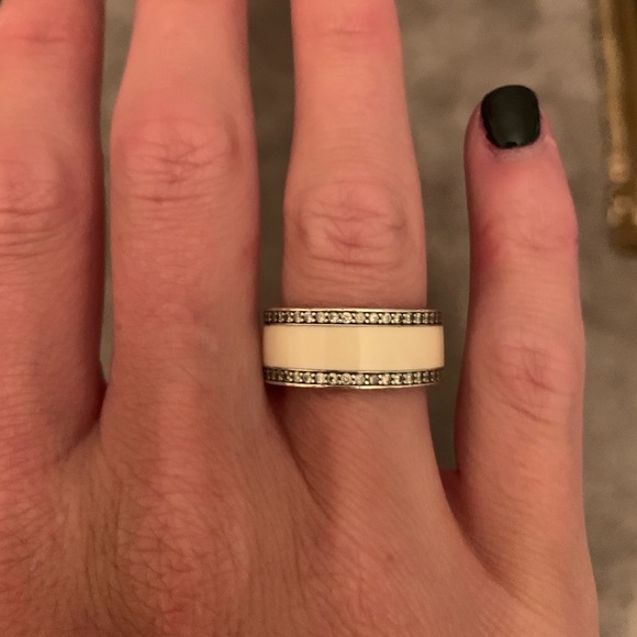 Pandora white enamel ring size 54 - Picture 1 of 3
